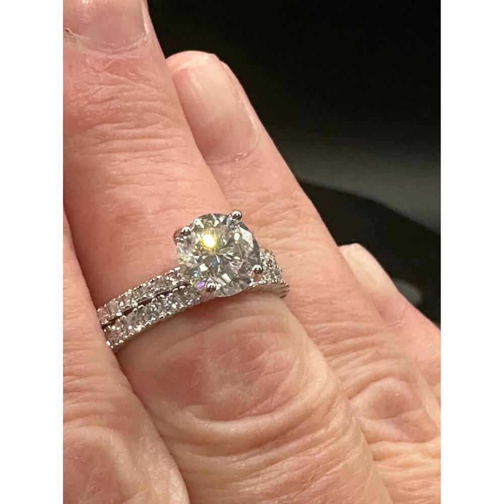 3.66 CTW Moissanite Bridal Set – Size 8 – Sterling Silver Includes Eternity Band